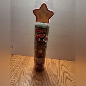 Fisher-Price Little People Holiday Tube Of Santa, Mrs. Claus, And Reindeer, NWT